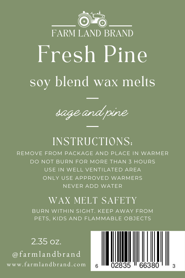 Fresh Pine Soy Wax Melt  scented with sage  and pine