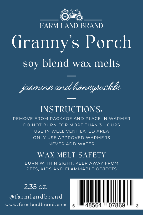 Granny's Porch Soy Wax Melt  scented with honeysuckle and jasmine
