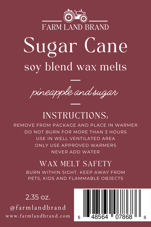 Sugar Cane Soy Wax Melt   scented with pineapple and sugar