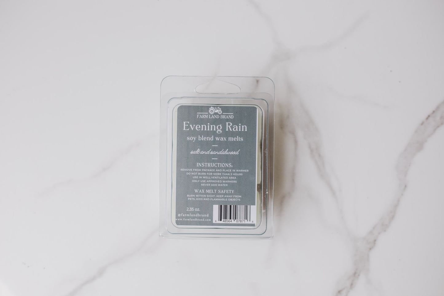 Evening Rain Soy Wax Melt   scented with  sea salt and sandalwood