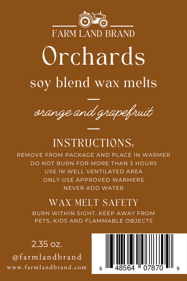 Orchards Soy Wax Melt   scented with zesty orange & lemon peel